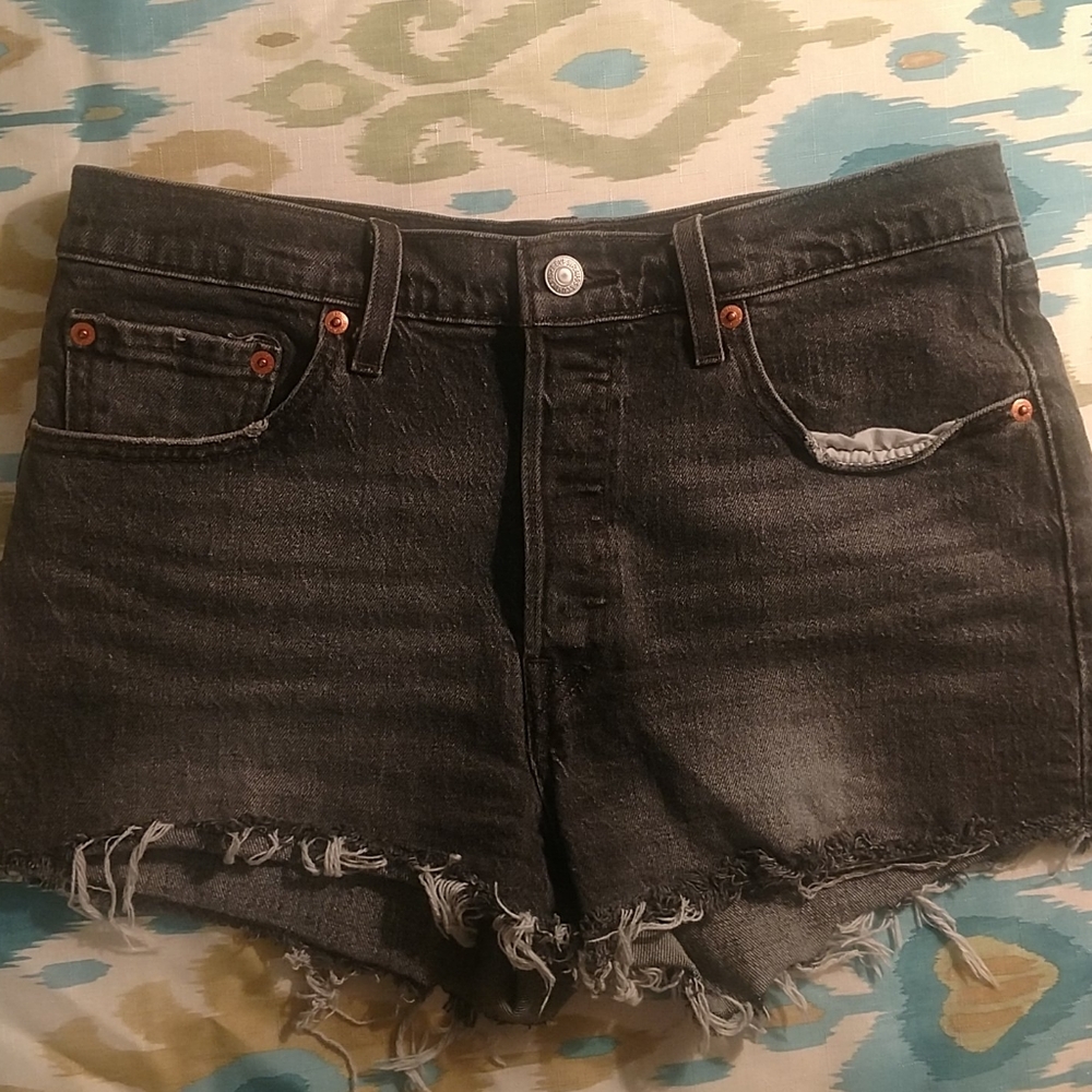 Levi black denim shorts
